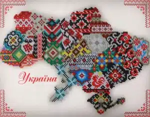 Набір candy-yarn для вишивки карта України з позначками візерунків по регіонам